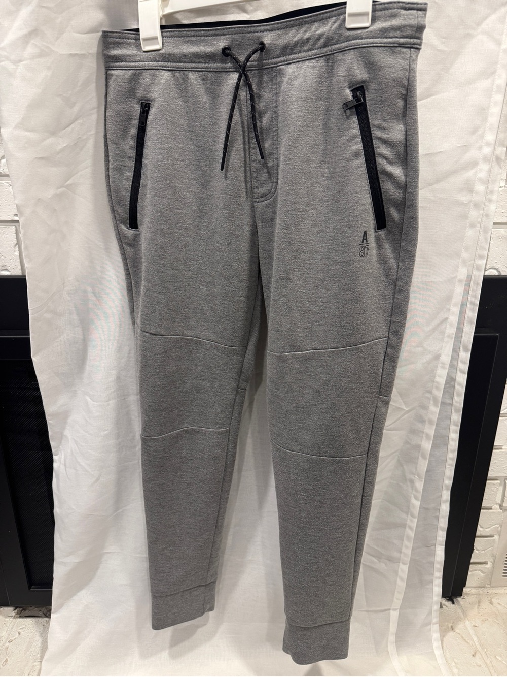 Aeropostale Gray Knit Joggers with Black Zip Accents